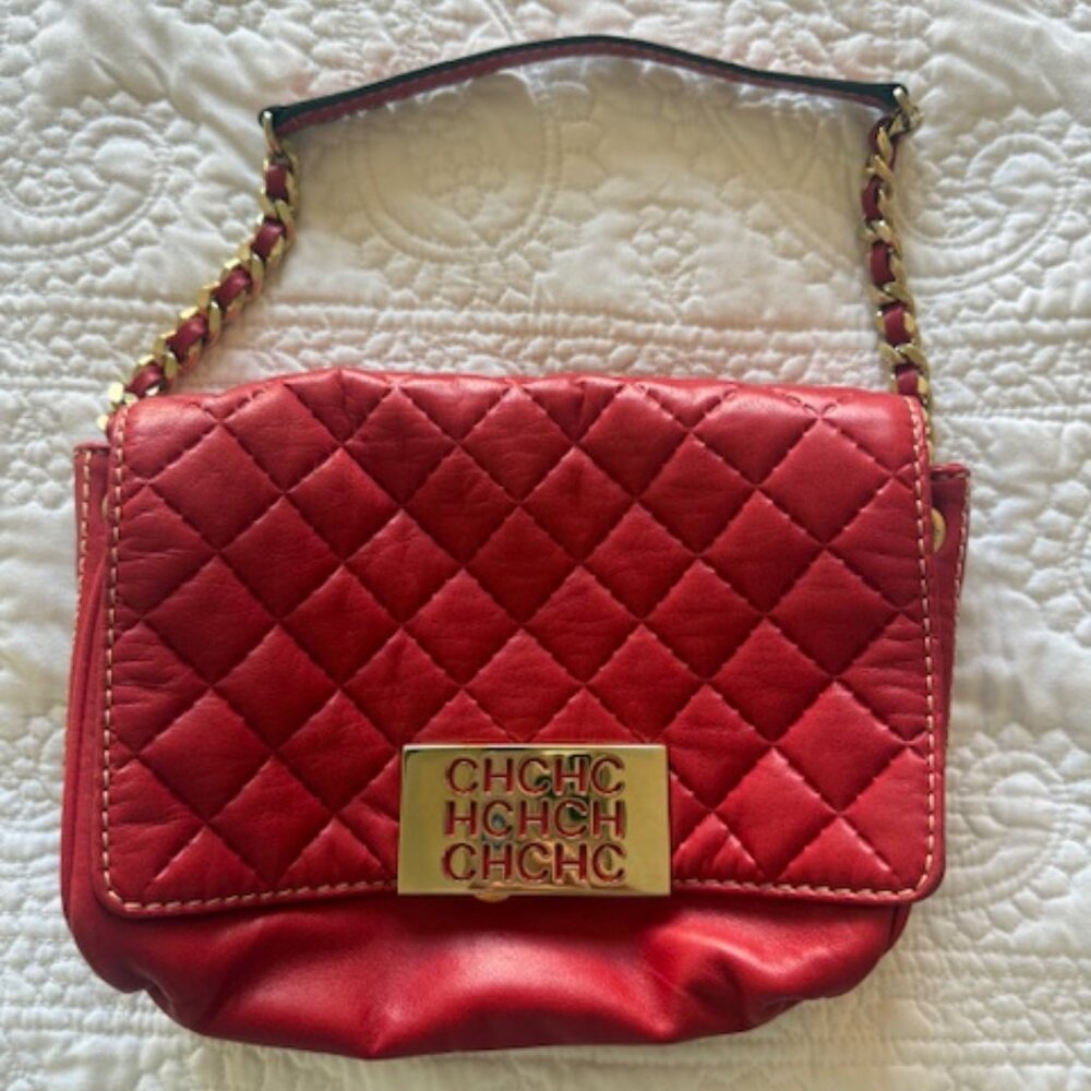 Carolina Herrera CH Red Quilted Shoulder bag